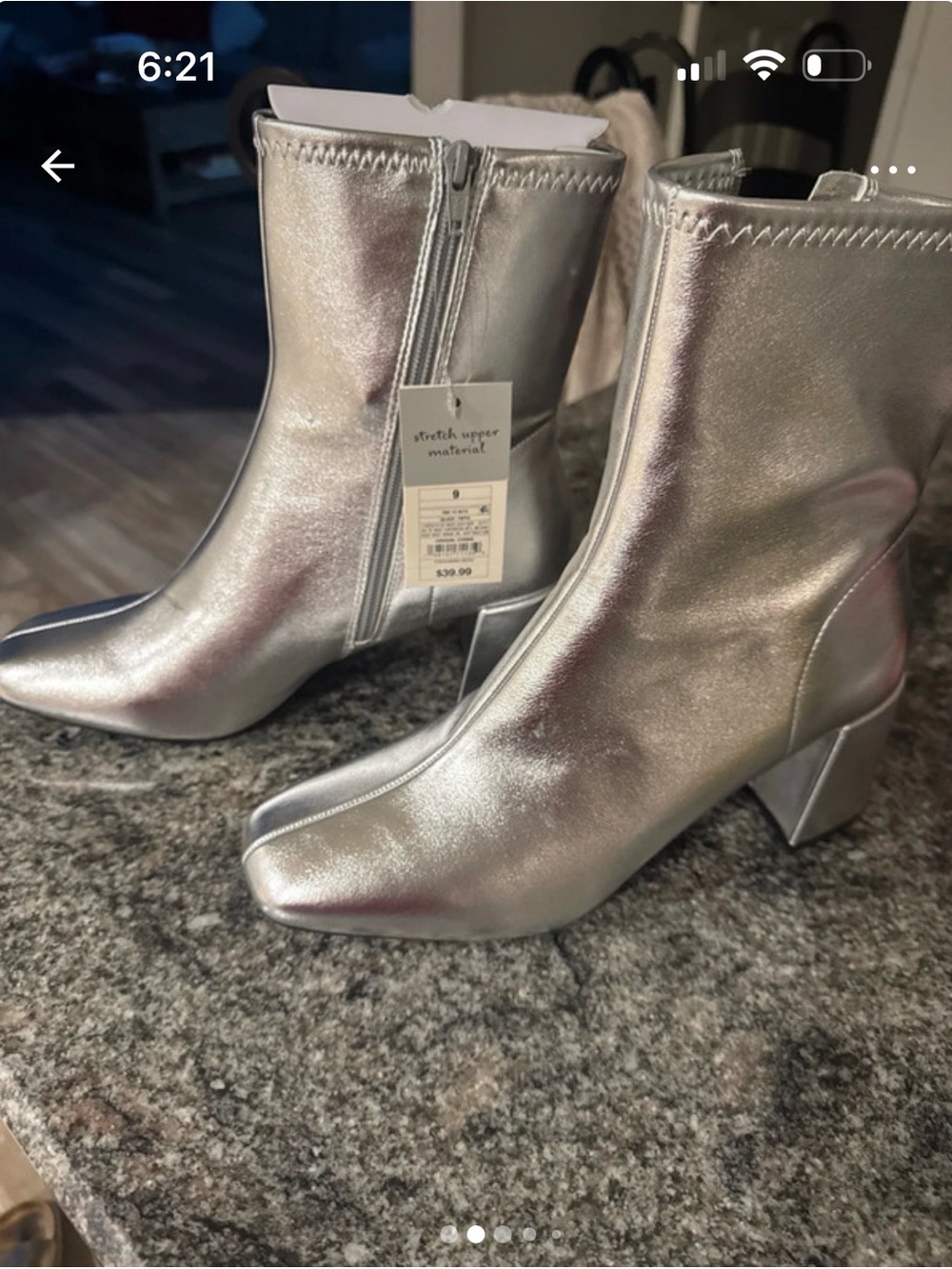 Target Silver Metallic Women's Ankle Boots with Block Heel
